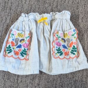 Mini Boden Light Gray Skirt with Colorful Embroidery